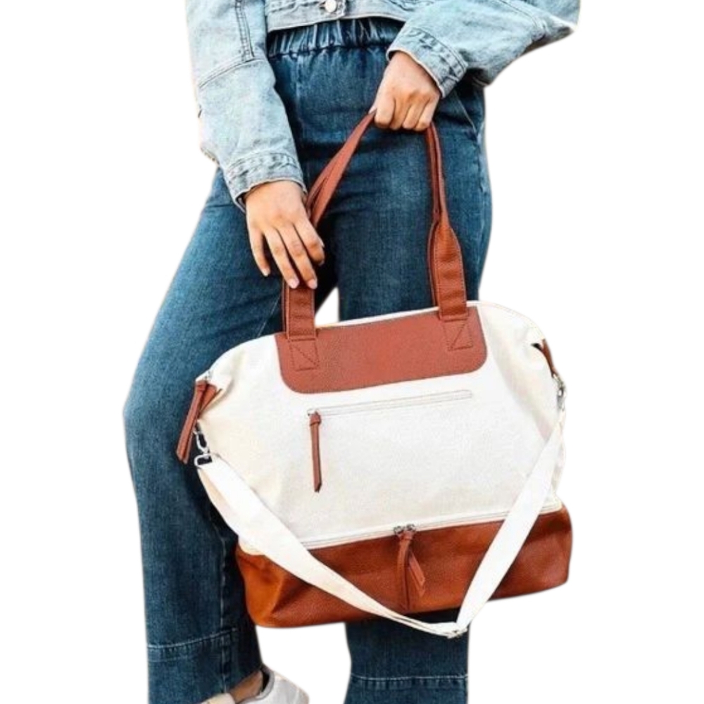 Graf Lantz NWT Carry On Weekender Tote Canvas Roomy Neutral 15"x15"x7" Dust Bag